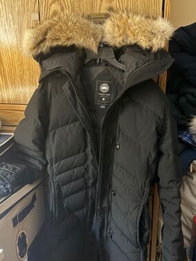 Canada Goose Black Men's Puffer Coat with Coyote Fur-Trim Hood